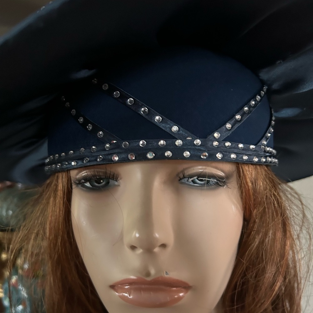Vintage Cobalt Blue Wide Brim Hat - Picture 3 of 10